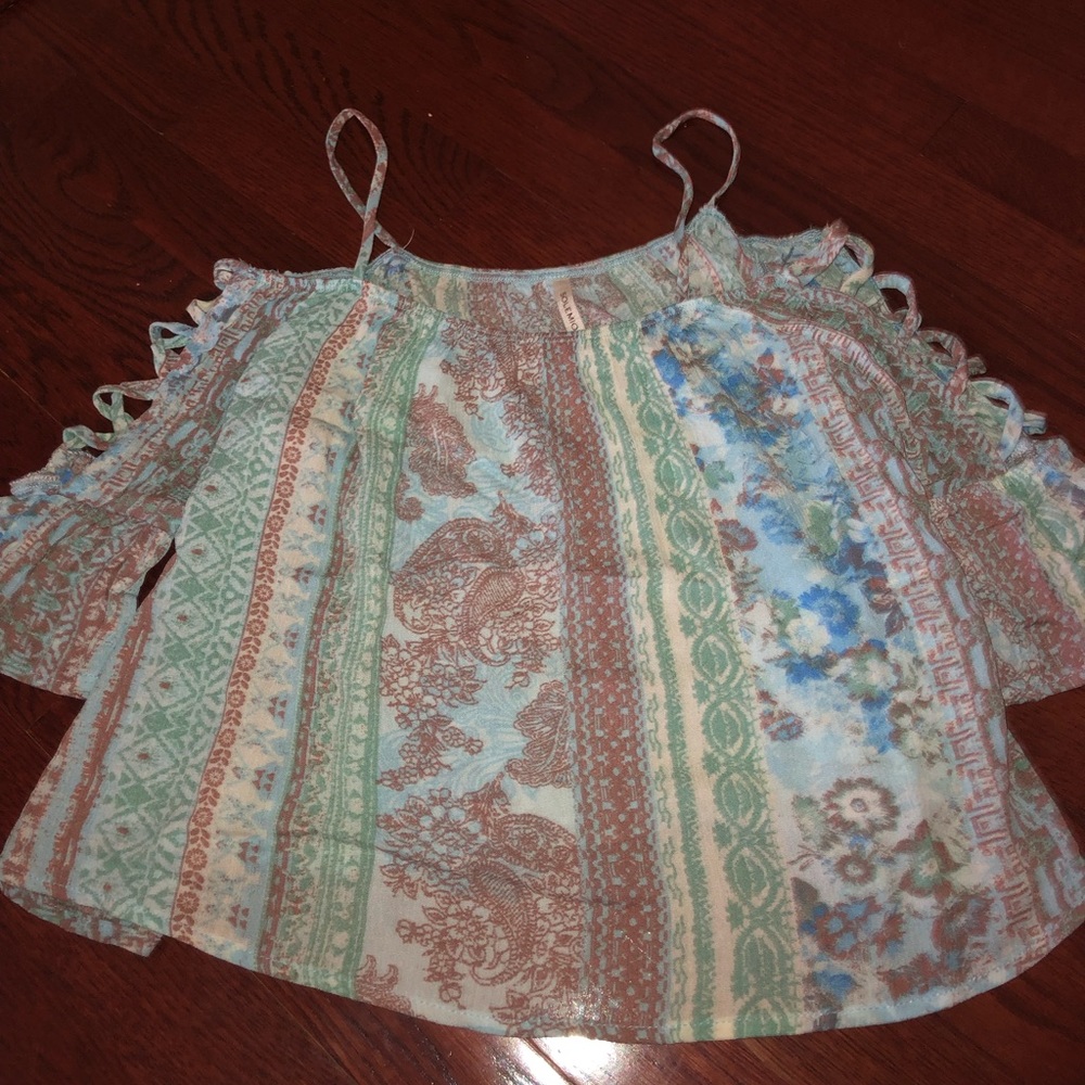 Patterned off the shoulder top
